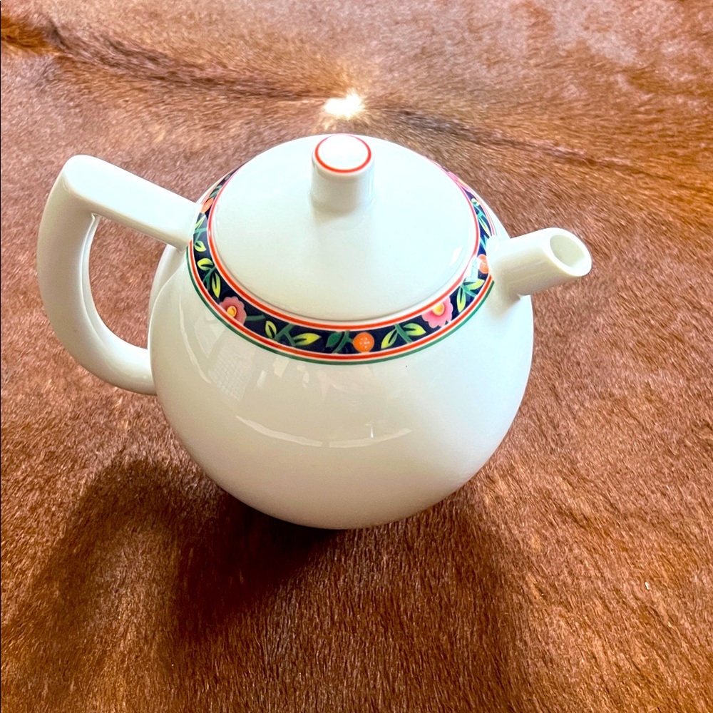 White Arzberg Germany Teapot with Floral Trim